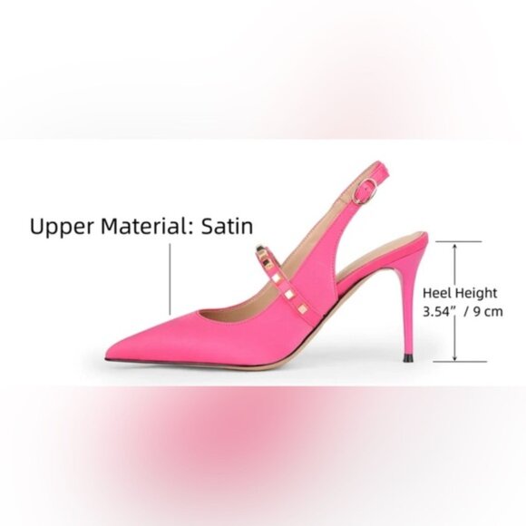 NWOB‎ MEILYGRSS High Quality HANDMADE Metallic Rivets Satin Heels Sandals 9.5 - Picture 15 of 16